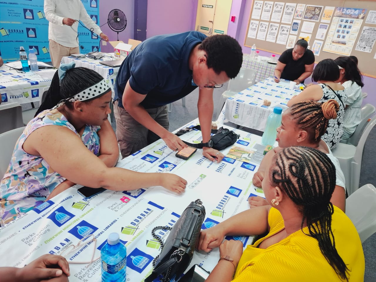 Librarians learn about unplugged coding before the launch of the Stem Makers programme.