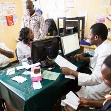 Health workers and researchers at Embu General Provincial Hospital in eastern Kenya work online using open access research.