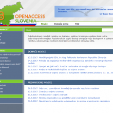 Screen shot of the home page of the OPENACCESS.SI website.