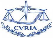 ECJ logo with an open book, a scales and the word 'Curia'.