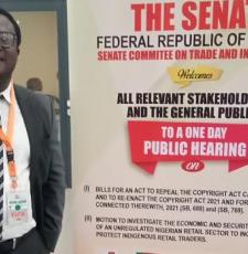 Desmond Oriakhogba, Barrister and Solicitor of the Supreme Court of Nigeria, and Senior Lecturer, University of the Western Cape, South Africa, who presented EIFL's comments at the October 2021 Senate hearing on Nigeria’s Copyright Bill 2021 (Executive Bill).
