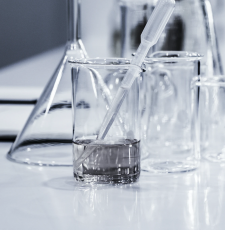 Stock photo with beakers representing science. Image by Hans Reniers.