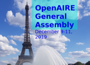 Logo of the OpenAIRE General Assembly showing a view of Paris and the Eiffel Tower.