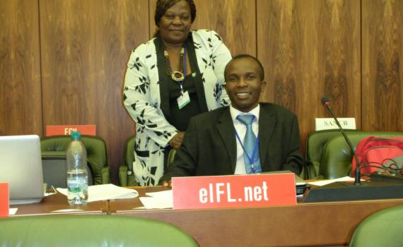 Kondwani Wella, the first librarian from Malawi to participate in WIPO’s copyright committee (2010) with Kathy Matsika, EIFL Copyright Coordinator from Zimbabwe in the WIPO assembly hall. 