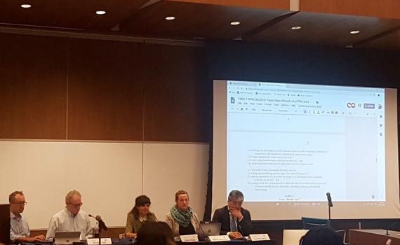 The panel presents the proposed Treaty on Copyright Exceptions and Limitations for Educational and Research Activities (TERA) at the Fifth Global Congress on IP and the Public Interest in Washington DC. The panel presents the proposed Treaty on Copyright Exceptions and Limitations for Educational and Research Activities (TERA) at the Fifth Global Congress on IP and the Public Interest in Washington DC. Photo shared by Kylie Pappalardo.