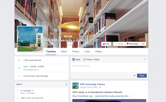 Banner of ADA University Facebook page